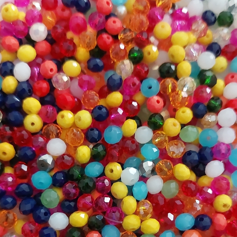 Multicolor Faceted Bead Mix for Hair Accessories 100 Loose Beads